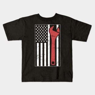 American Flag & Wrench Kids T-Shirt